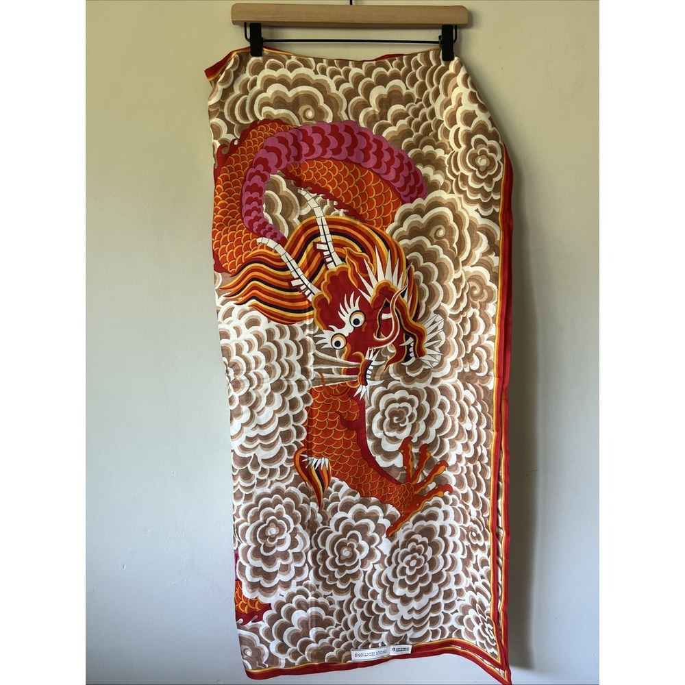 Inoui Editions Square Scarf Dragon Print Silk Blend Beautiful Art